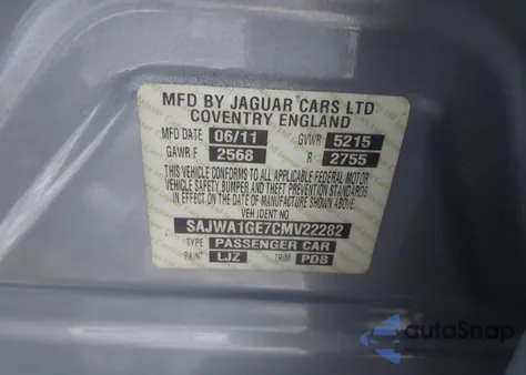 2012 Jaguar Xj Supercharged from USA, damaged, VIN SAJWA1GE7CMV22282